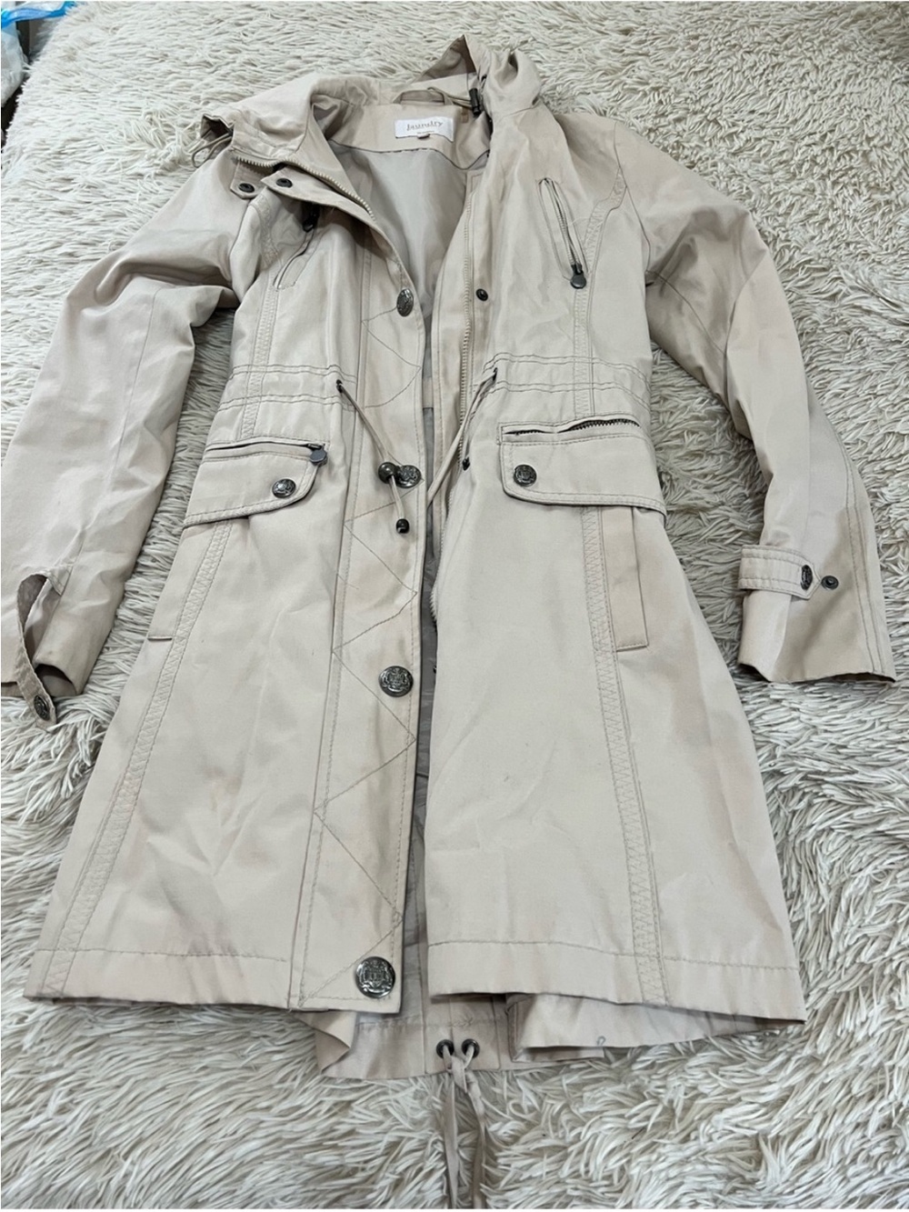 Laundry By Shelli Segal Light Tan Hooded Trench Coat